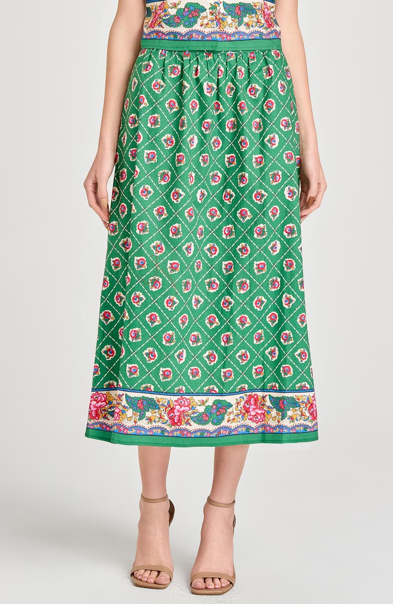 WAYF Josefina Cotton Blend Skirt, Alternate, color, Green Scarf