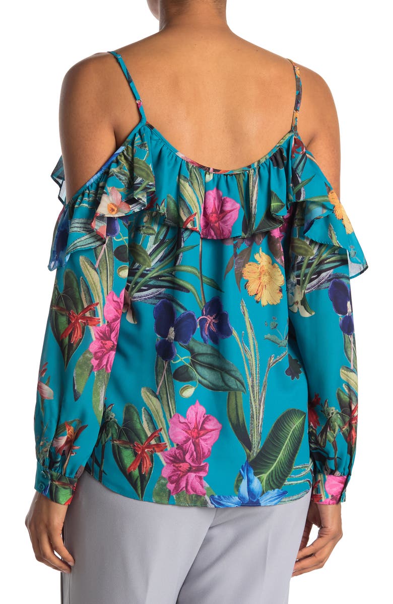 Parker Cold Shoulder Ruffle Popover Top, Alternate, color, 