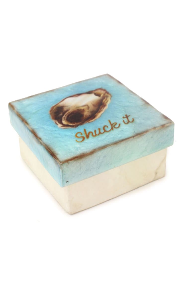 Beachcombers 3" Capiz "Shuck It" Trinket Box, Main, color, Blue