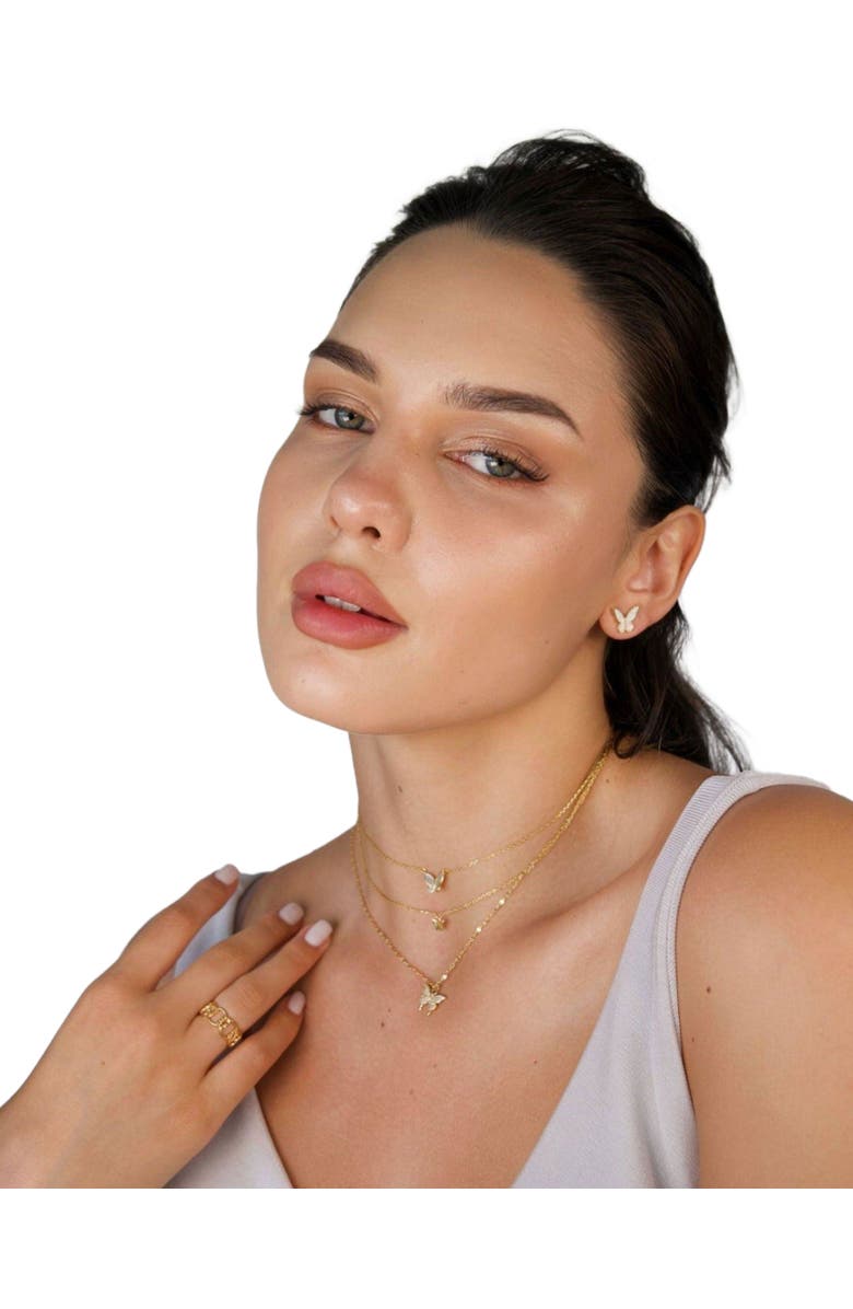 Hollywood Sensation Gold Butterfly Pendant Necklace with Mother of Pearl Inlay, Alternate, color, Gold