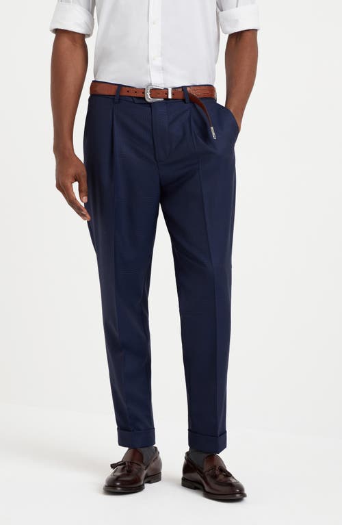Brunello Cucinelli Prince Of Wales Check Trousers In Blue