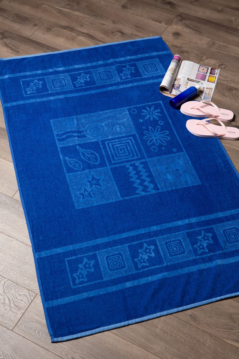 Double Jacquard Square Beach Towel 36x64", Alternate, color, Blue