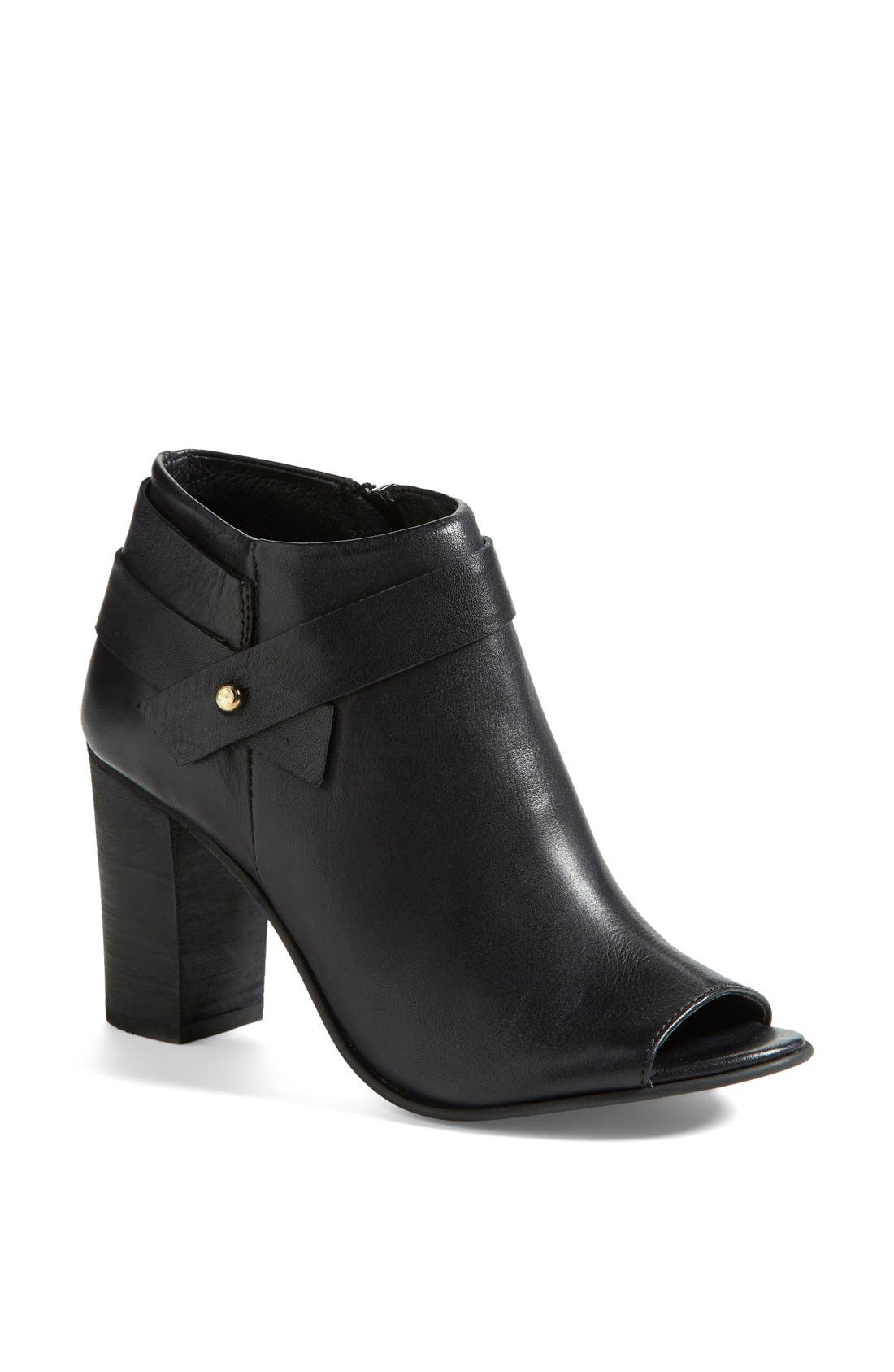 'Now' Open Toe Bootie, Main, color, BLACK LEATHER