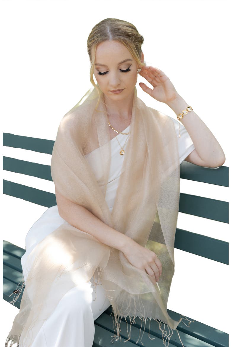 Glitz & Glam Silk Scarf, Alternate, color, GOLD