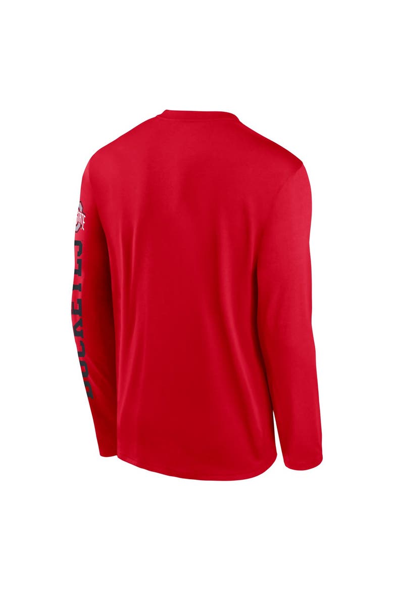 Men's Nike  Scarlet Ohio State Buckeyes Primetime Logo Sleeve Legend Dri-FIT Long Sleeve T-Shirt, Alternate, color, Scarlet