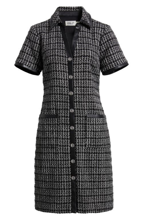 Eliza J Button Front Tweed Shirtdress