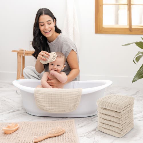 Comfy Cubs Baby Muslin Cotton Washcloths In Sand