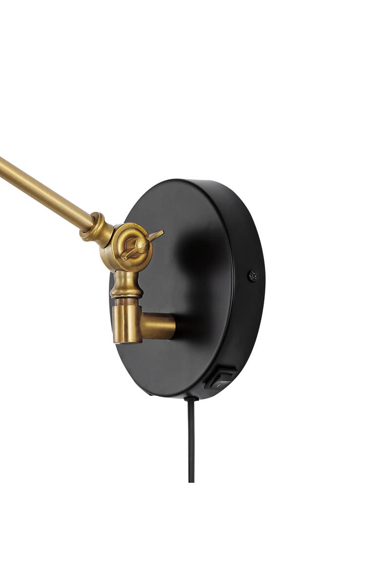 JONATHAN Y Lisa Swing Arm 1-Light Modern Midcentury Iron USB Charging Port LED Sconce, Alternate, color, Black