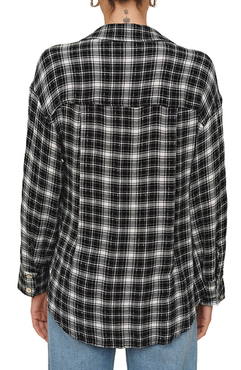 Bella Dahl Plaid Oversize Button-Up Shirt, Alternate, color, Black White Plaid