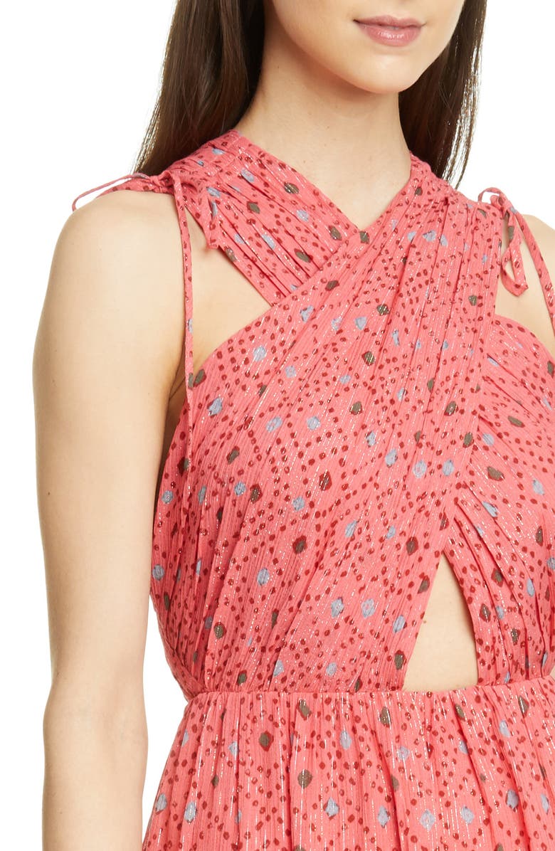 Ulla Johnson Karima Metallic Cutout Maxi Dress, Alternate, color, 