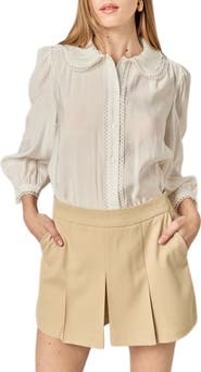English Factory Scallop Detail Button-Up Shirt