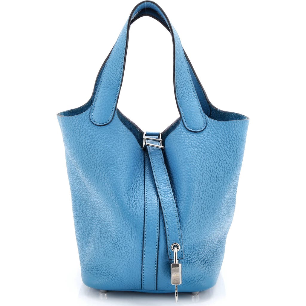Pre-owned Hermes Hermes Picotin Lock Bag Clemence Pm In Blue