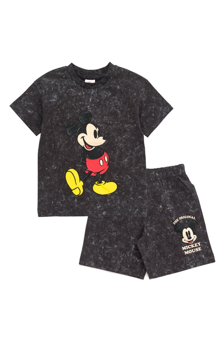 Disney Mickey Mouse & Friends Wash T-Shirt & Shorts Set, Main, color, Mickey Mouse & Friends Black