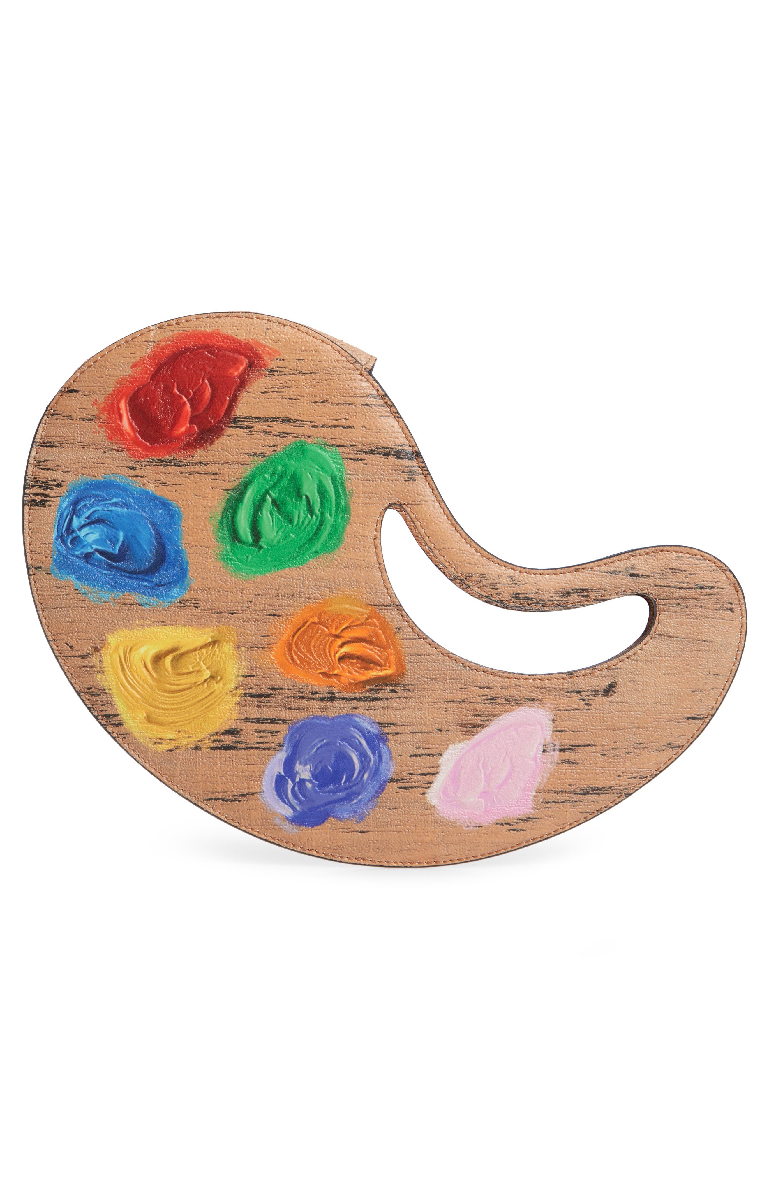 Moschino Paint Palette Calfskin Leather Clutch, Alternate, color, 