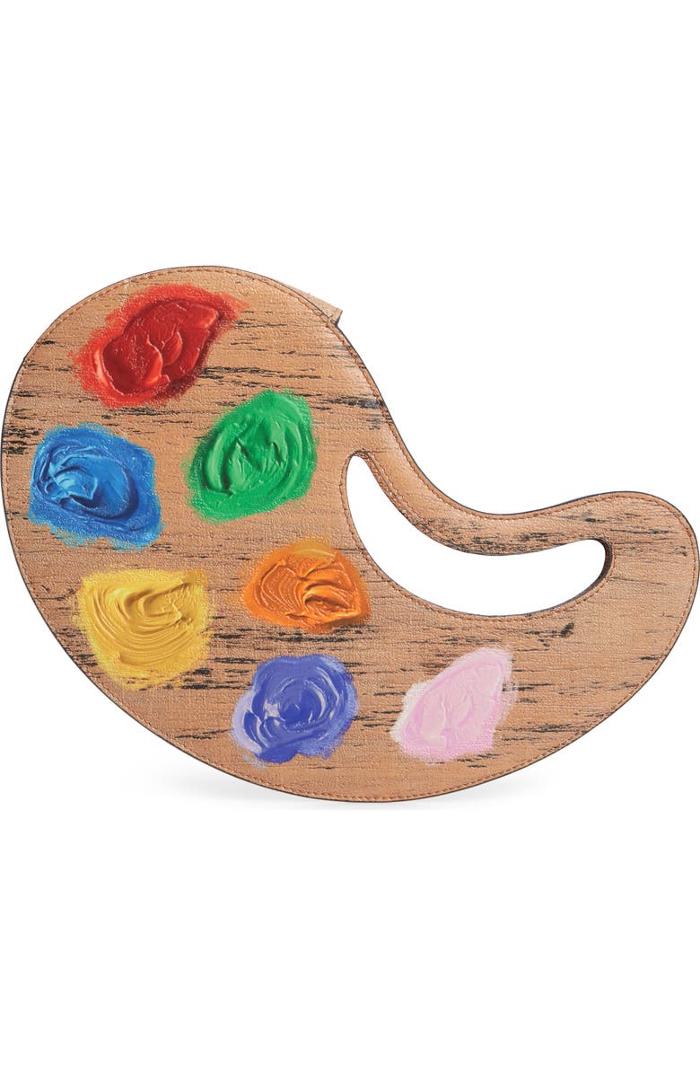 Moschino Paint Palette Calfskin Leather Clutch, Alternate, color,