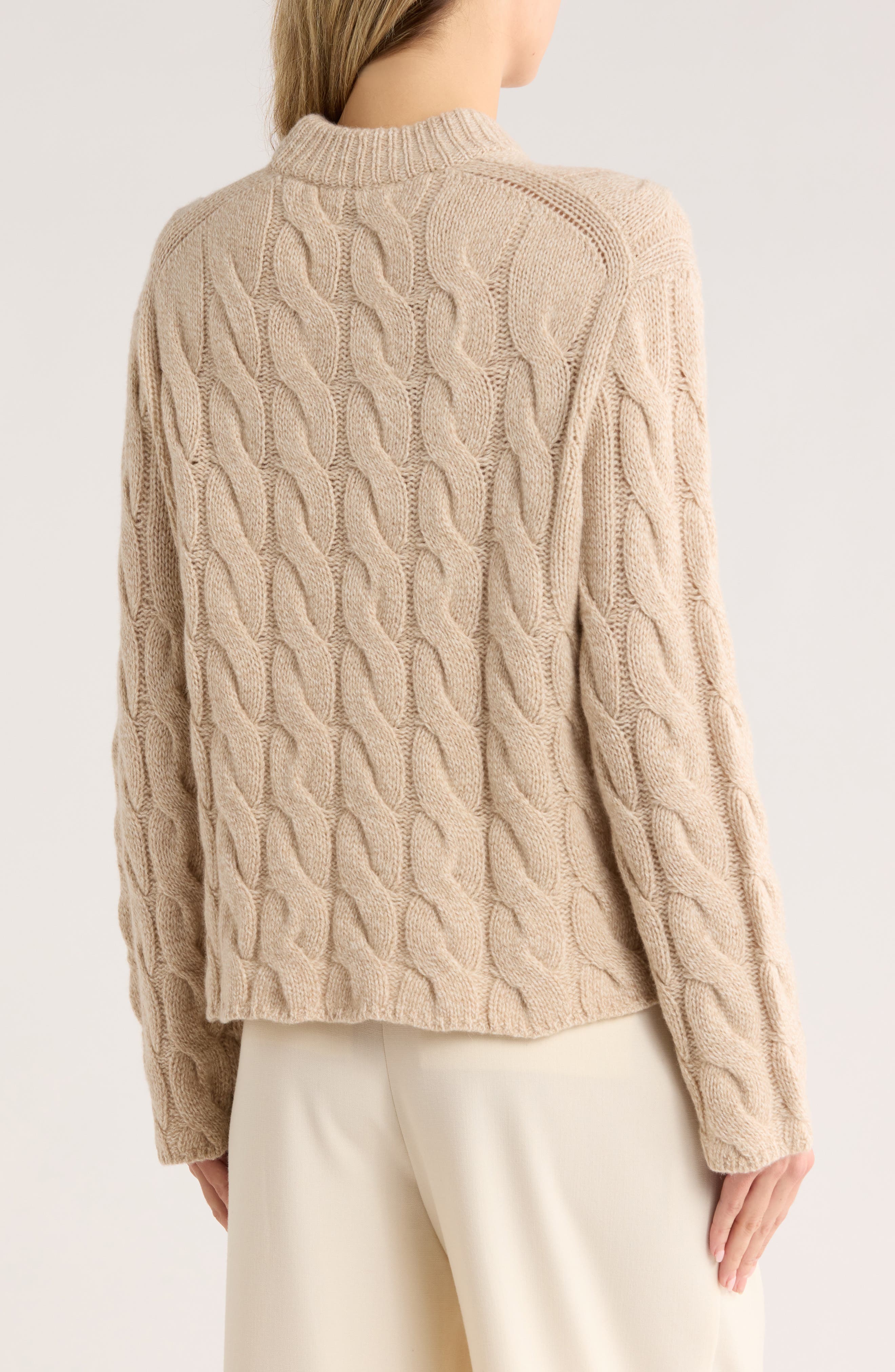 Wool Blend Cable Knit Pullover Sweater - image 2