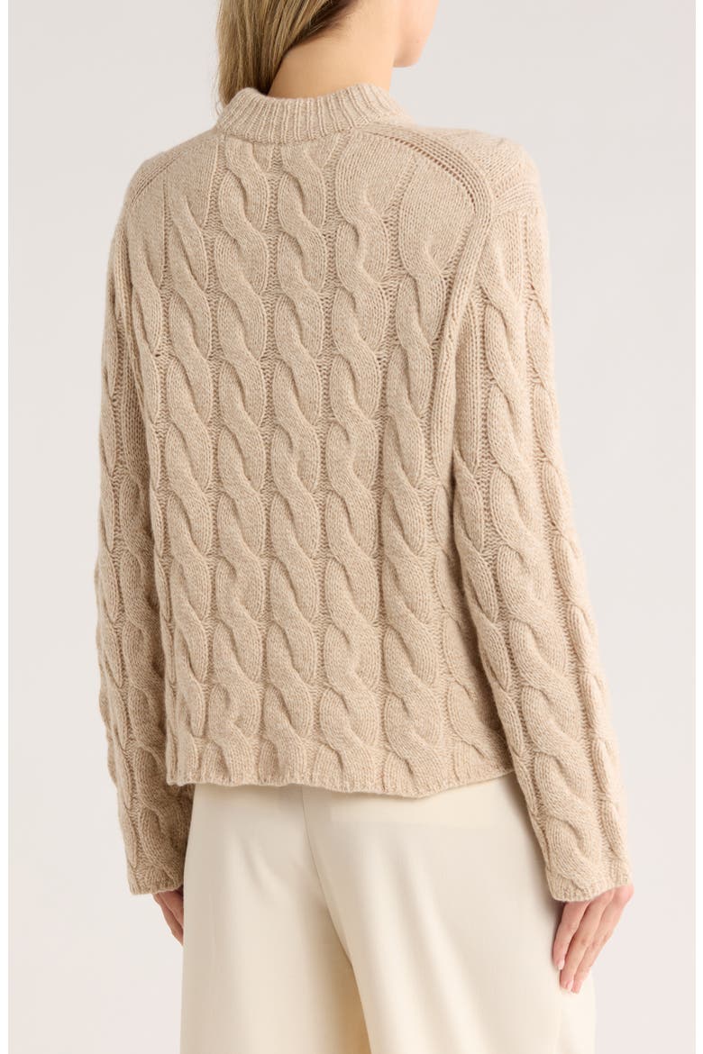 Wool Blend Cable Knit Pullover Sweater, Alternate, color, BEIGE MOULINE