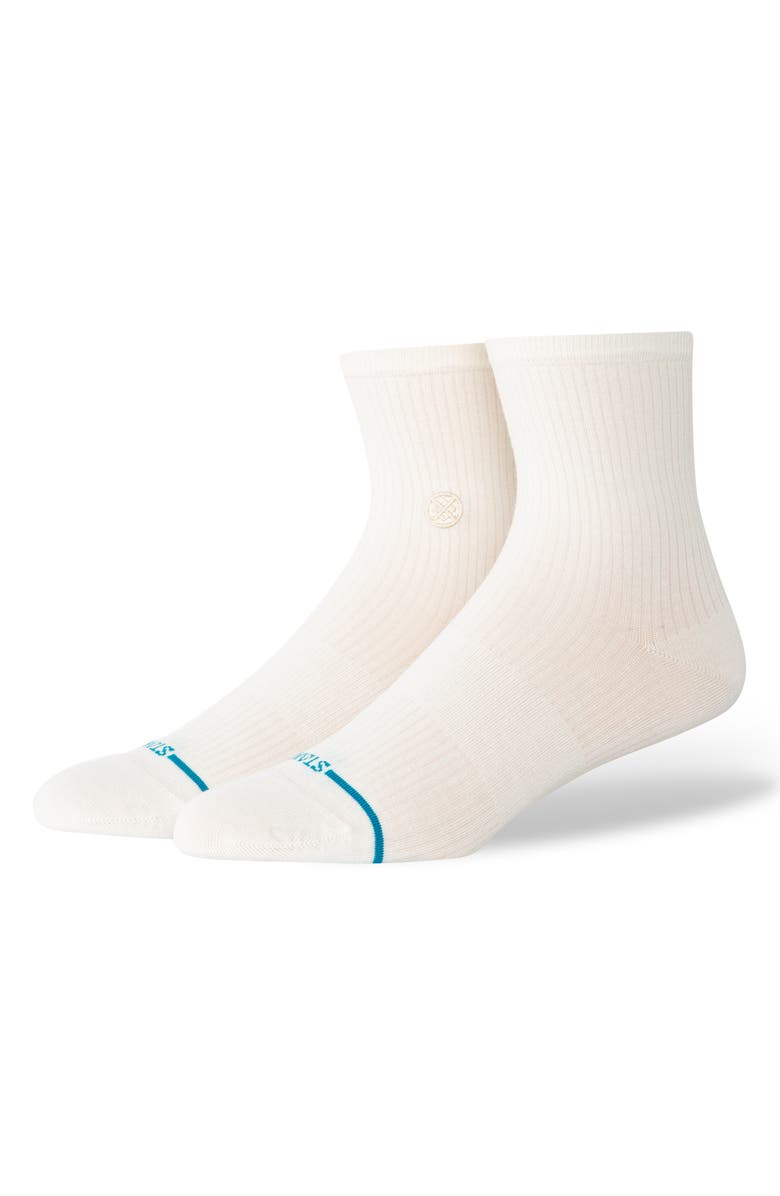 Stance Fine Rib Quarter Socks, Main, color, Ivory