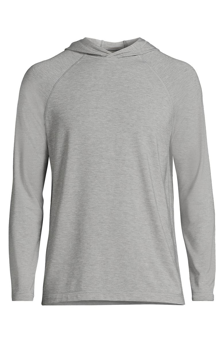 Lands' End Cooling Long Sleeve UPF 50 Hooded Swim Tee Rash Guard, Alternate, color, Gray Heather