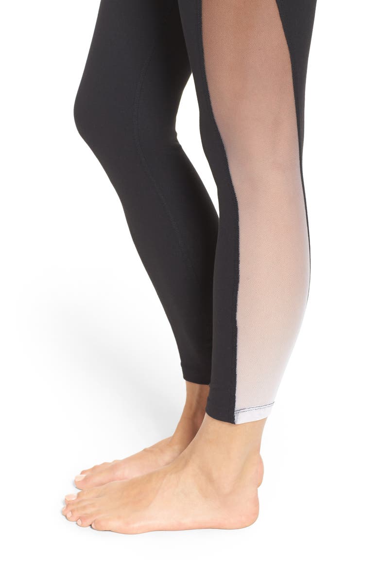 Mesh Inset High Waist Leggings, Alternate, color, JET BLACK