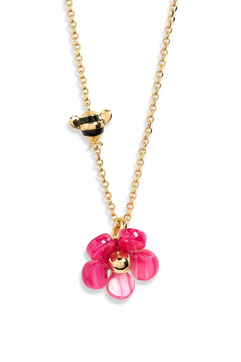 summer daze flower pendant necklace, Main, color, PINK