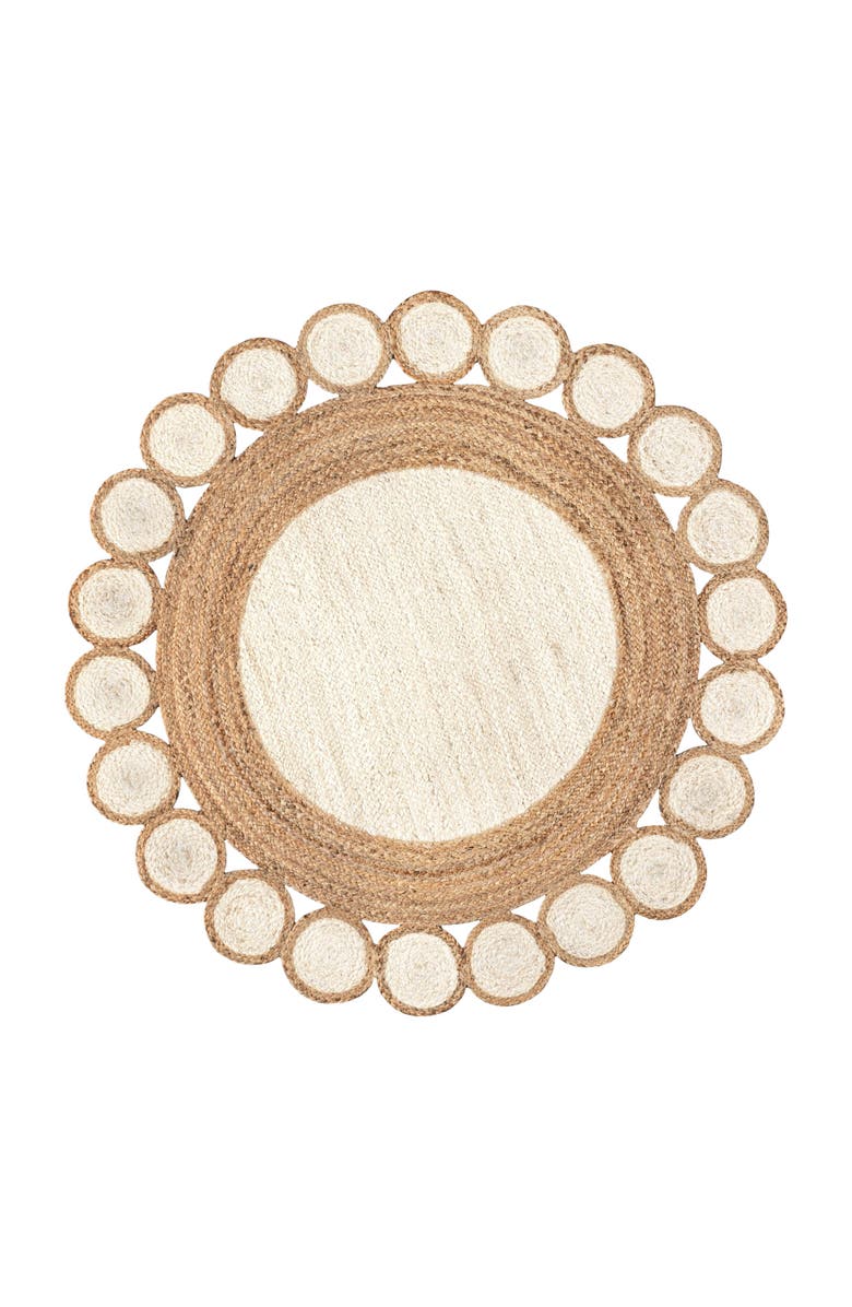 JONATHAN Y Skye Two-Tone Jute Circle Border Round Area Rug, Alternate, color, Cream/Natural