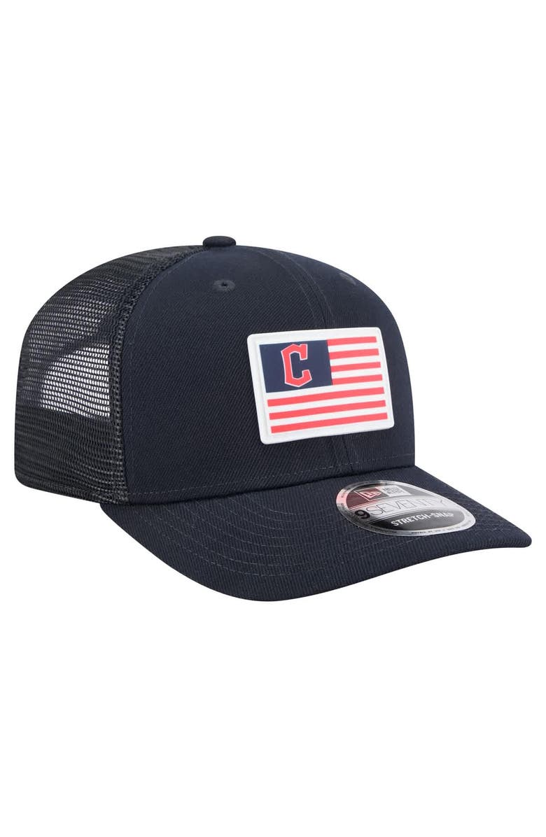 New Era Men's New Era Navy Cleveland Guardians Flag 9SEVENTY COOLERA Stretch-Snap Hat, Alternate, color, Navy