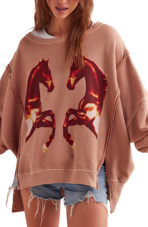 Free People Camden Oversize Graphic Sweatshirt In Gold