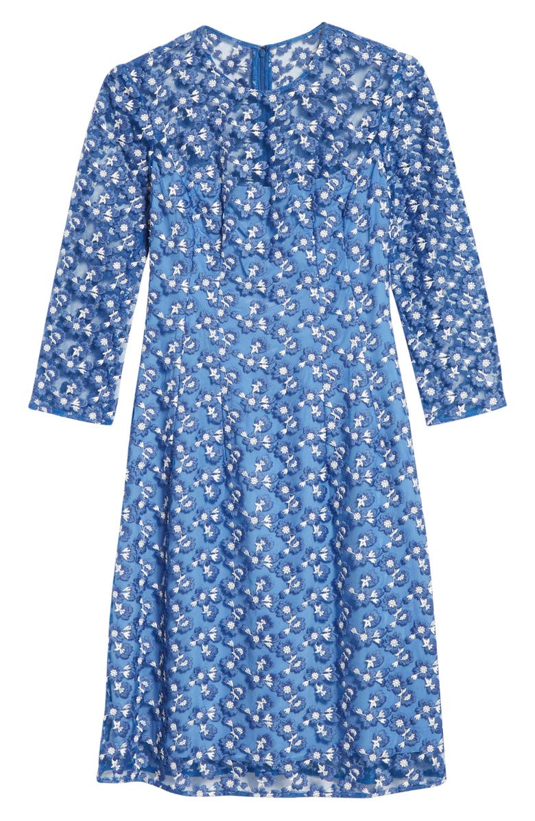 Lela Rose Holly Embroidered A-Line Mesh Dress, Alternate, color, 