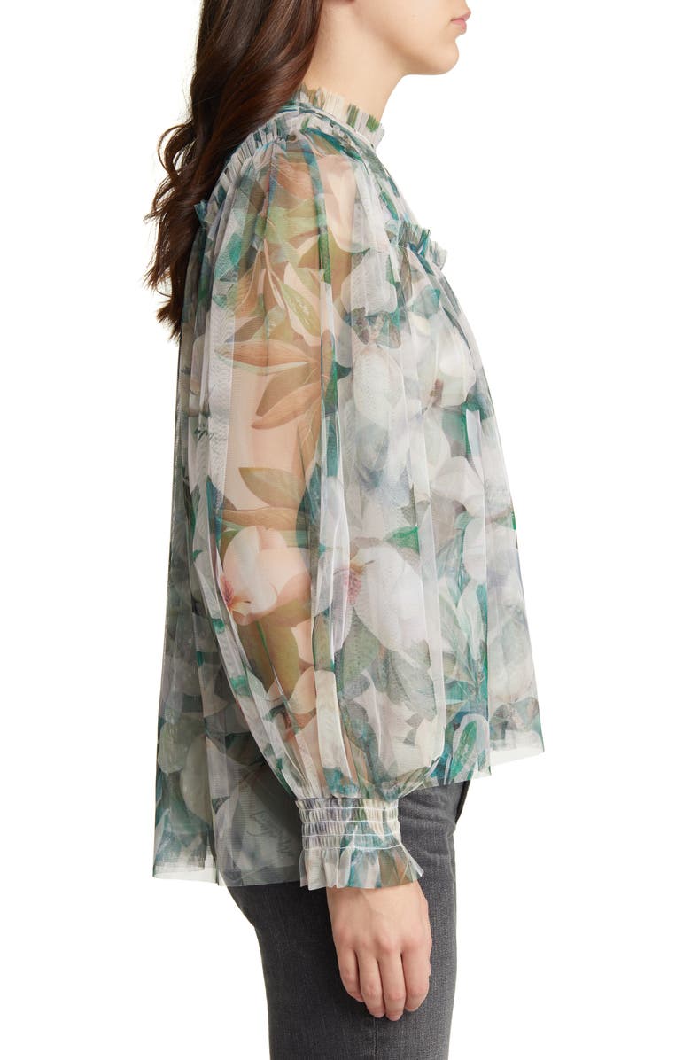 AllSaints Perri Alessandra Floral Long Sleeve Blouse, Alternate, color, Chalk White