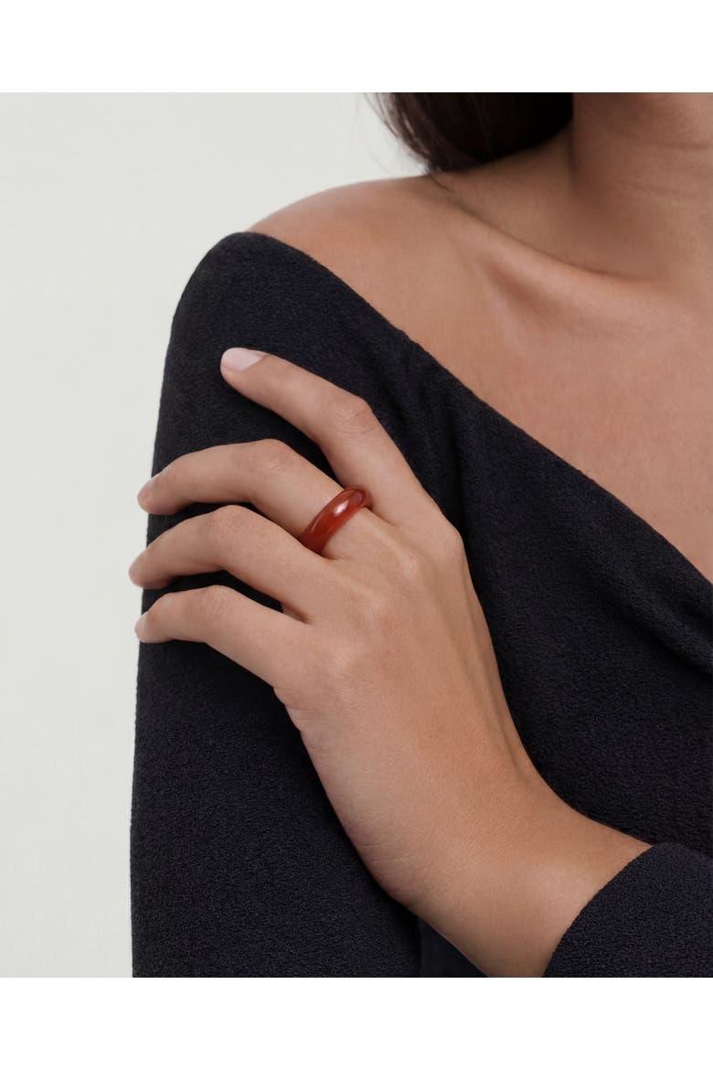 Persimmon Dark orange jade stone ring, Alternate, color, Red