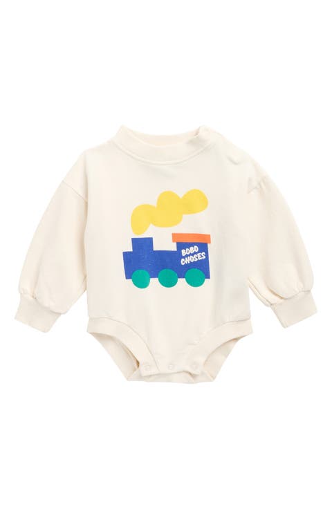 Choo Choo Stretch Organic Cotton Sweatshirt Bodysuit (Baby)