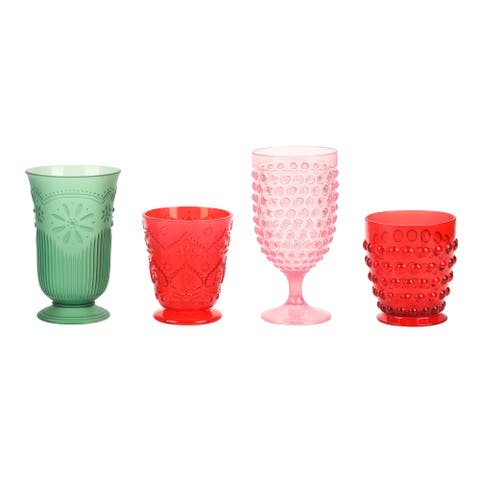Holiday Vintage-Style BPA Plastic Goblets Set of 4