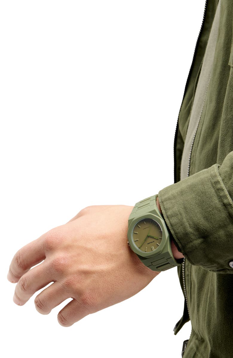 D1 Milano Polycarbon Bracelet Watch, 40.5mm, Alternate, color, Military Green