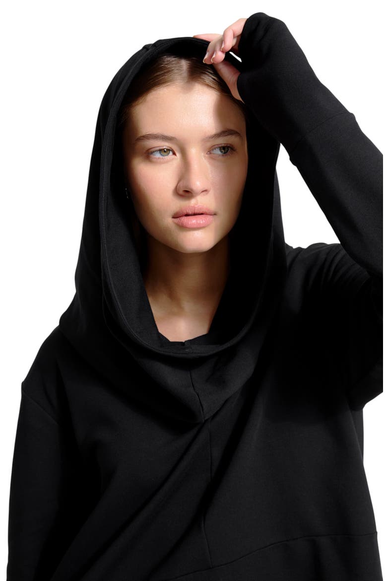 Firenze High-Low Hoodie, Alternate, color, BLACK