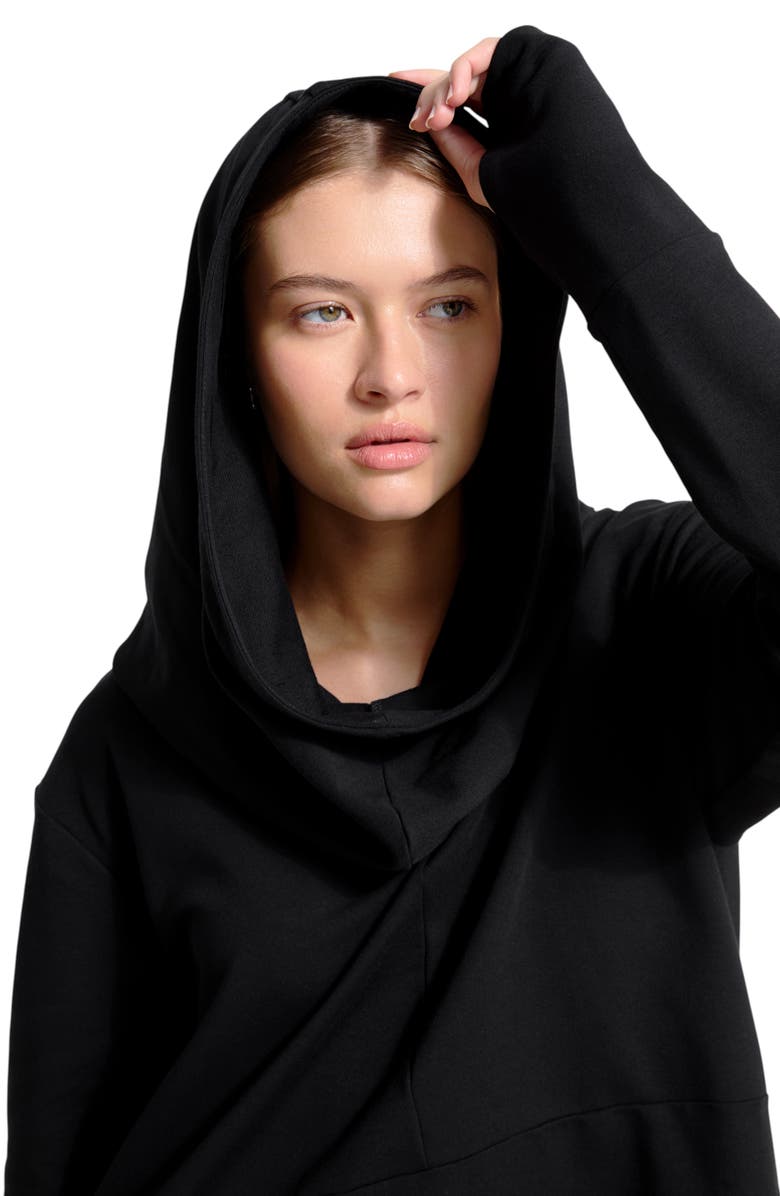 Marcella Firenze High-Low Hoodie, Alternate, color, Black