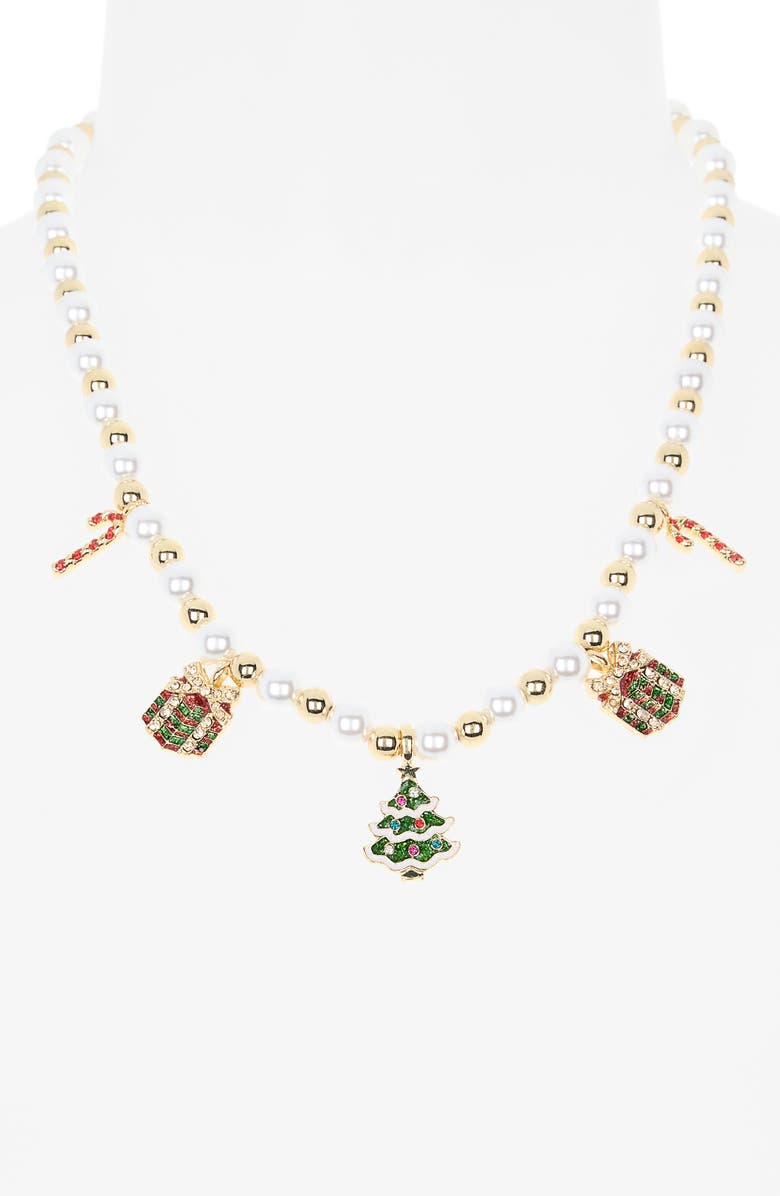 BaubleBar Christmas Holiday Charm Necklace, Alternate, color, Gold Multi