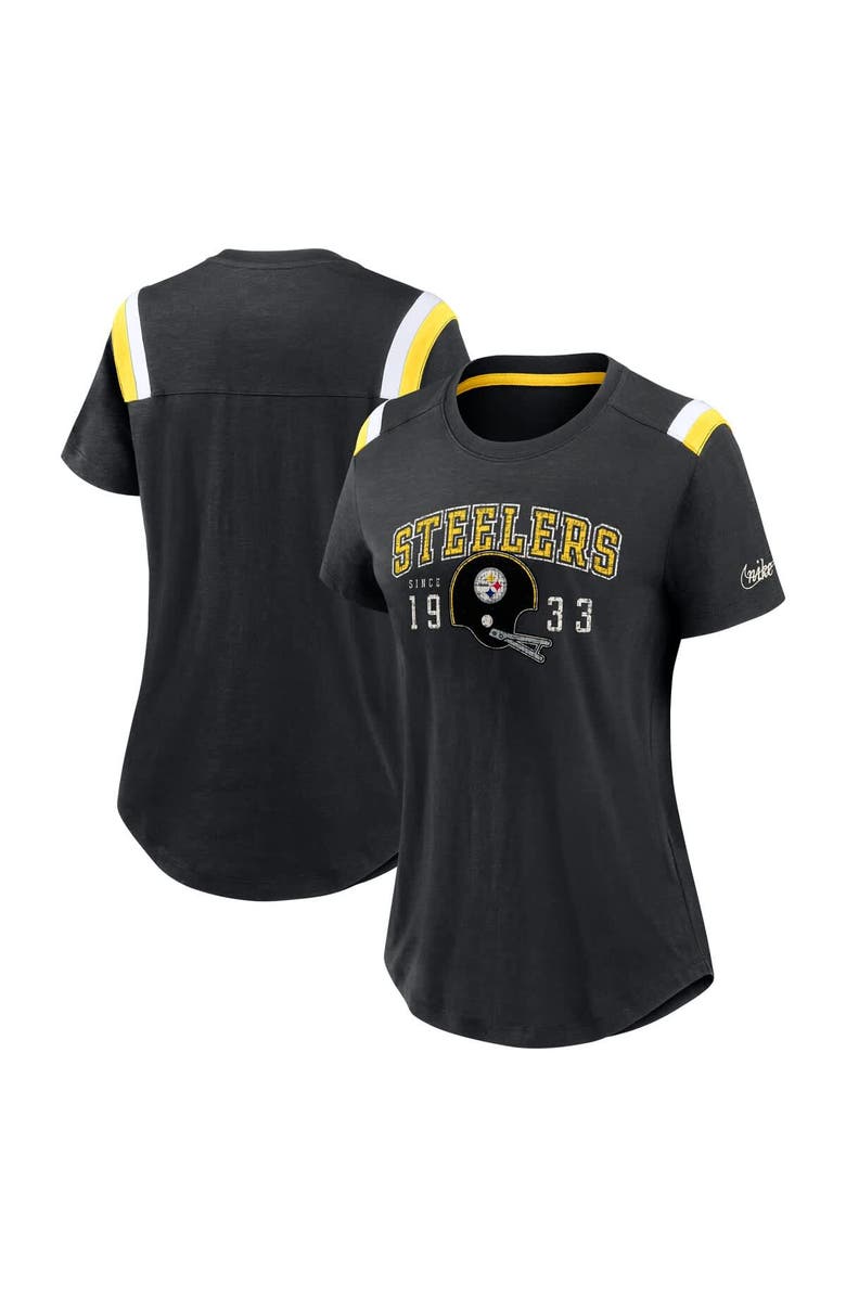 Nike Women
s Nike  Heather Black Pittsburgh Steelers Historic Slub Fashion T-Shirt, Main, color, Heather Black