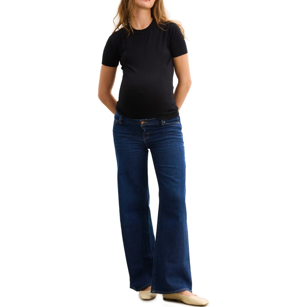 Hatch Collection The Relaxed Wide Leg Maternity Jean In Purple