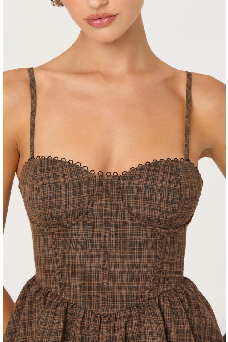 Baylin Corset Top, Alternate, color, BLACK BROWN PLAID
