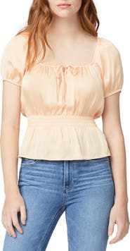 PAIGE Olenna Top Puff Sleeve Smocked Waist Top