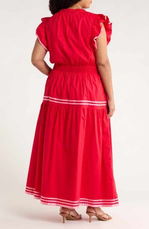 Sugarlips Solene Ruffle Cotton Maxi Dress In Red