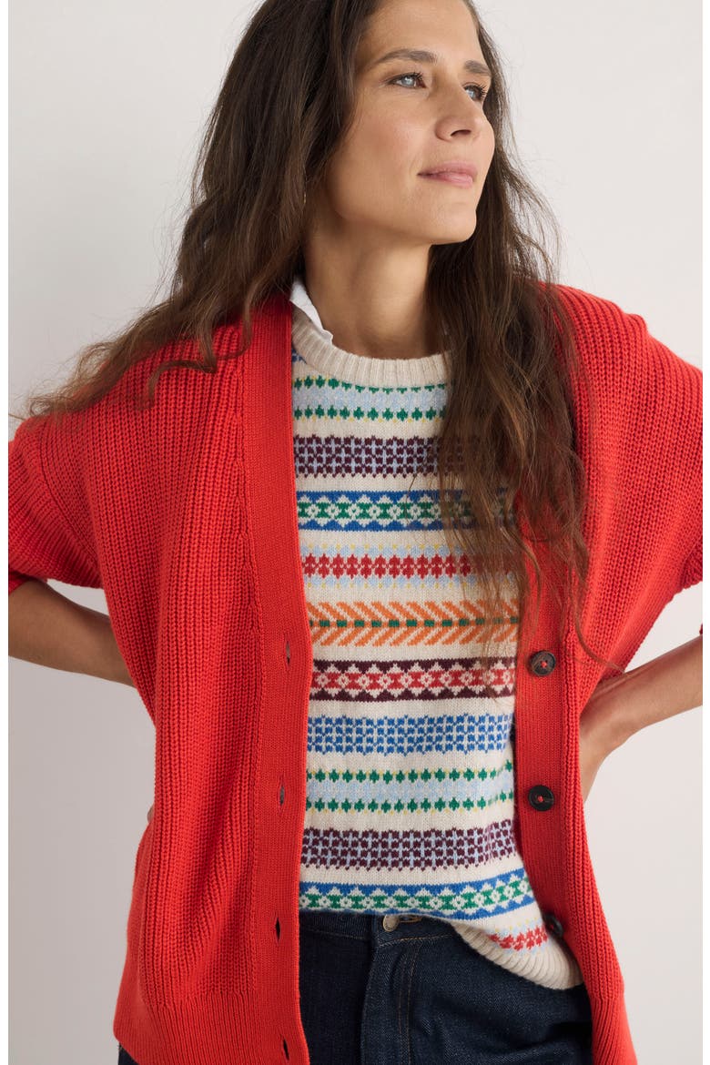 Winding Creek Oversize Organic Cotton Cardigan, Alternate, color, KNIT MELANGE TOMATO