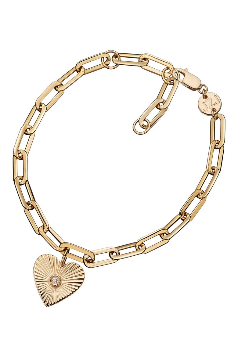 Malin Heart Charm Bracelet, Main, color, 14K YELLOW GOLD PLATED SILVER