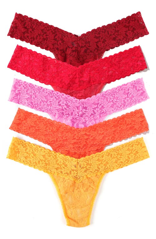 Hanky Panky Assorted 5-pack Lace Original Rise Thongs In Multi