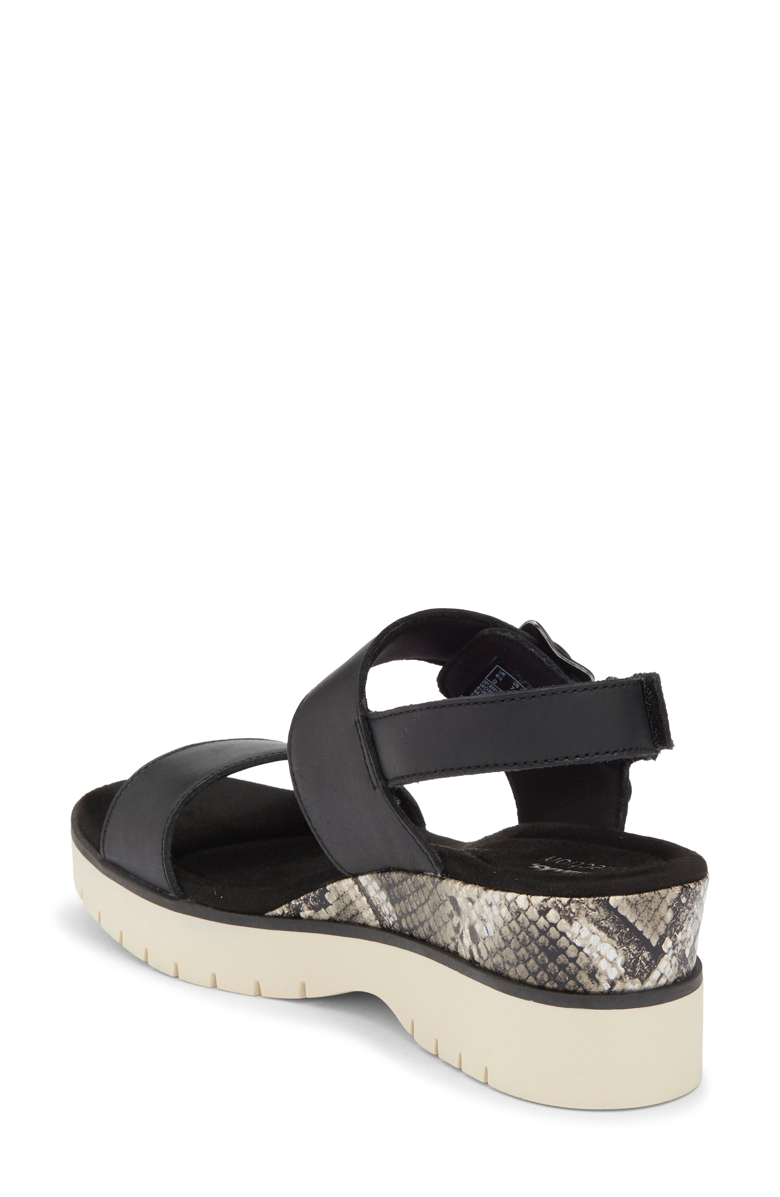 Clarks<sup>®</sup> Diaz Rose Wedge Sandal, Alternate, color, Black Combi