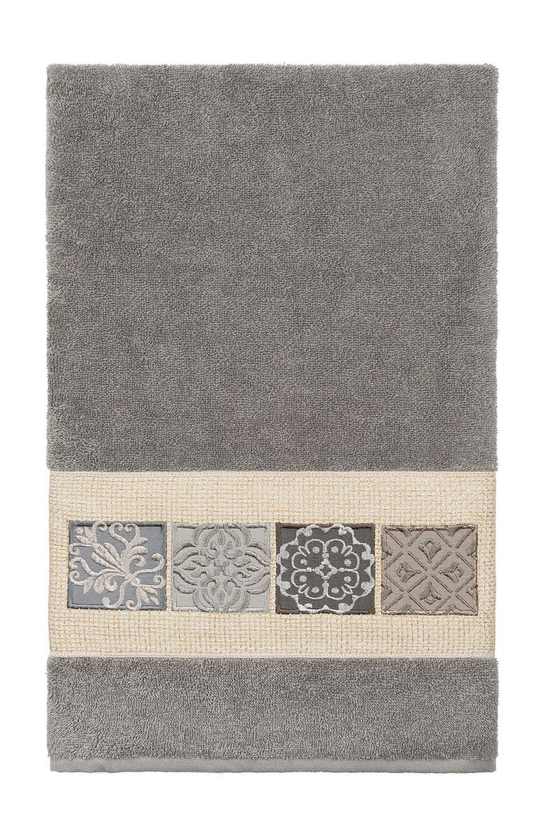 Linum Home Textiles Vivian Embellished Bath Towel - Dark Gray, Main, color, Dark Gray