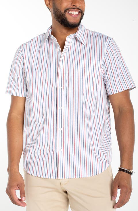 Short Sleeve Stretch Cotton Button-Up Shirt