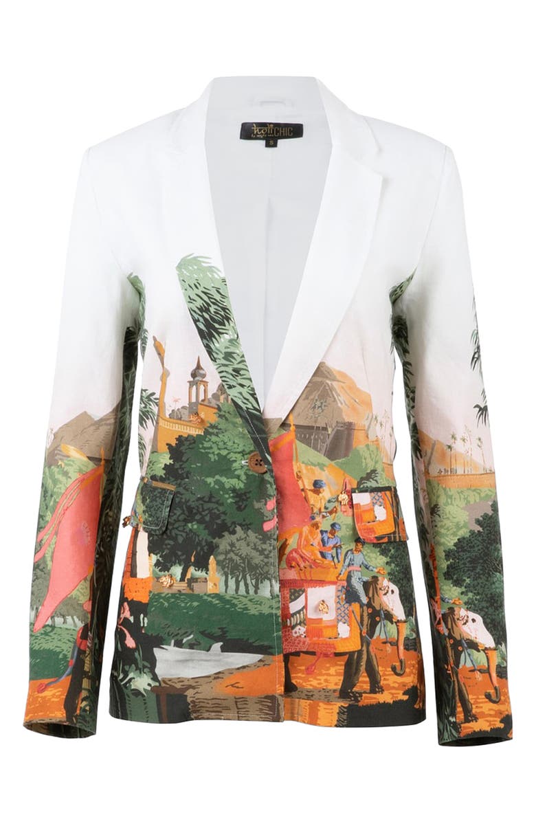 holiCHIC Misha Linen & Cotton Blazer, Alternate, color, White