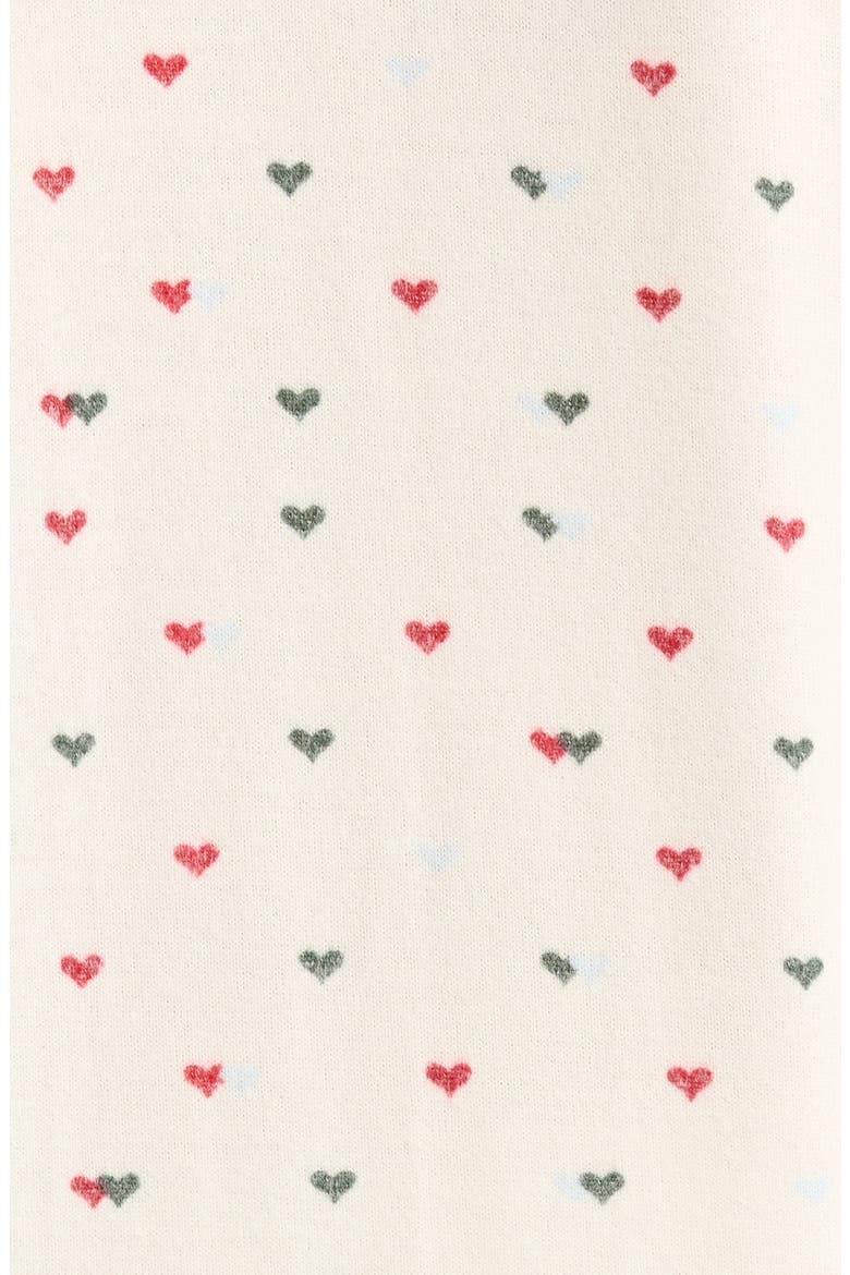 Brushed Hacci Pajamas, Alternate, color, IVORY- GREEN MICRO HEARTS